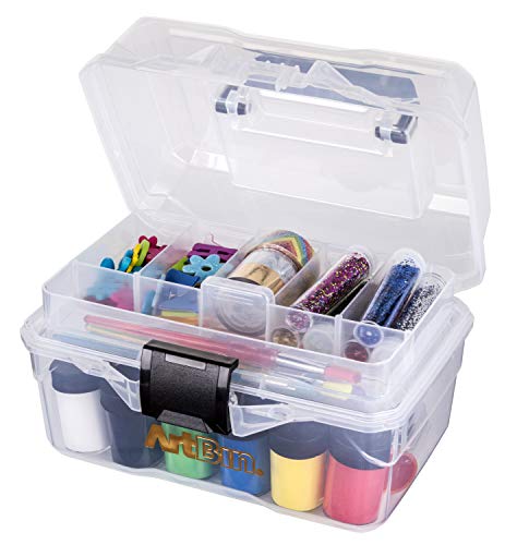 ArtBin 6890AG Small Project Box, Portable Art & Craft Organizer with Lift-Out Tray, [1] Plastic Storage Case, Clear - size: Small