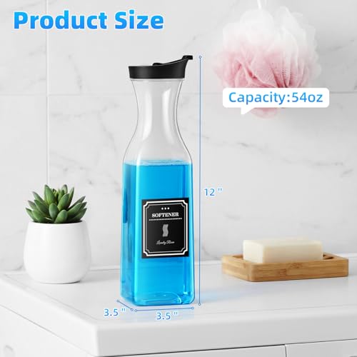 Laundry Detergent Dispenser,54oz Fabric Softener Dispenser,Plastic Liquid Laundry Detergent Container,Laundry Detergent Organizer for Laundry Room Organization with 4 Labels,Black - color: Black