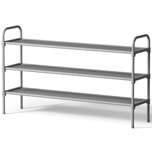 Kitsure Extra-Long Shoe Rack for Closet, Shoe Organizer for Front Door Entrance, Stackable Shoe Shelf, Detachable Closet Organizers and Storage, 39.0" Wide - 3 Tier, Grey - color: Grey, size: 39.0" Wide - 3 Tier