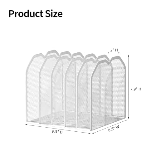 FANXIYQ White 5-Section File Folder Organizer for Desk – 8.5"×9.3" Metal Vertical File Holder, Desktop File Organizer Vertical Stand, Letter/A4 Upright File Sorter - color: White, size: 5 Section Upgrade