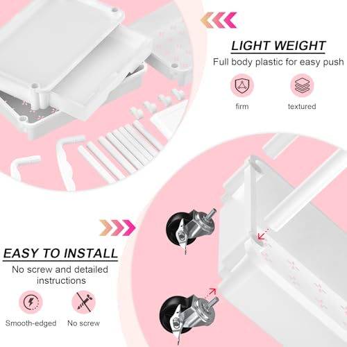 Goovilla 4 Tier Rolling Utility Cart Organizer with Removable Drawer, Stable and Sturdy White Rolling Storage Carts with 2 Lockable Wheels for Bathroom, Kitchen, Snack, Craft, Makeup, Baby Essentials - size: 4 Tier, style: White