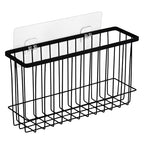 Toplife Wall Door Adhesive Kitchen Wrap Organizer Rack, No Drilling, Black
