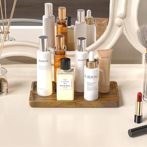WEENSON Acacia Wood Bathroom Vanity Tray for Soap Dispenser, Toiletries, Makeup, Perfume, Decor, Kitchen Tray for Counter Salt Spice, Toilet Tank Tray for Candle, Nightstand 11.8"x6.1" - color: Acacia, size: 11.8" x 6.1" x 0.8"