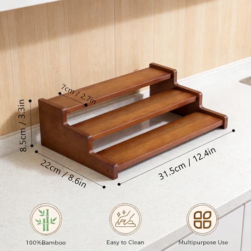 Bamboo Spice Rack，3-Tier Spice Rack Organizer for Cabinet or Pantry (Walnut, M) - color: Walnut, size: M
