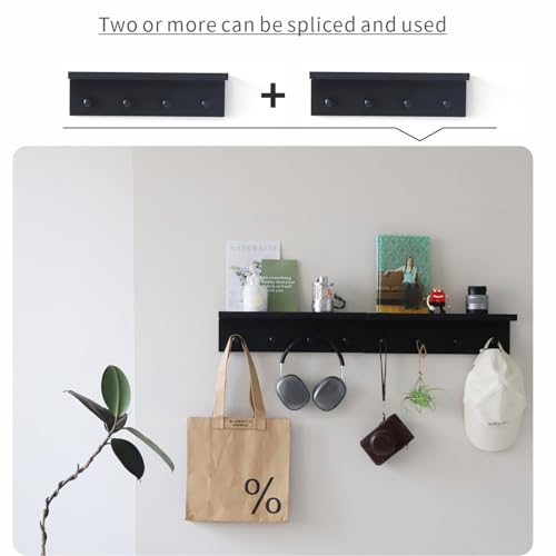 Entrance Coat Rack ，Coat Hooks, Wall-Mounted Wooden Hook Rack, Wall-Mounted Shelves are Very Suitable (Black Color Finish—A-2) - style: black color finish—A-2