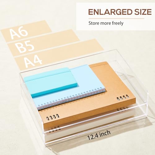 Harloon 4 Tier Paper Organizer Letter Tray Acrylic Desk File Organizer Heavy Duty Stackable Documents Clear Letter Paper Holder Sorter Office Tray for A4, Office Classroom Home File Pad Notebooks - color: Transparent, size: 12.4 x 8.9 x 1.7 Inches