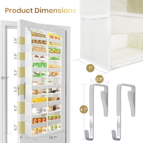 HOMELUX THEORY UPGRADED 6 Tiers Over The Door Organizer Hanging - 100D EXTRA THICK & 50lbs HUGE CAPACITY, 12 Side Mesh Pockets Over The Door Shoe Organizer, Hanging Closet Organizer (Ivory, XL) - color: 1. Ivory, size: XL 1 set