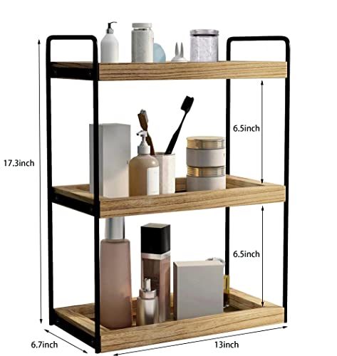 Dorhors 3 Tier Bathroom Counter Organizer,Countertop Bathroom Storage Shelf,Counter Tray and Vanity Organizer (Brown) - color: Brown
