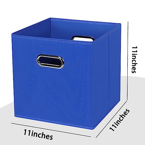 Black Foldable Storage Cubes Bins , Fabric Storage Box Cubes Organizer Baskets with Dual Handles for Home Organizer (Dark Blue) - color: Dark Blue, size: 1 Pack
