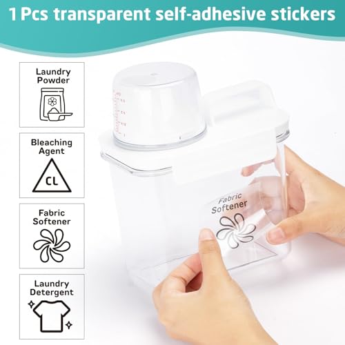 Laundry Detergent Dispenser-1 Pack, 37 oz Detergent Dispenser with 4 Removable Labels, Laundry Soap Dispenser for Laundry Room Organization and Storage, BPA Free & PET Plastic Clear - size: 37 Ounce (Pack of 1)