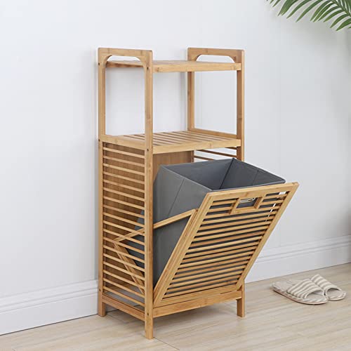 3-Tier Organizer Storage Shelf with Bamboo Frame and Pull Out Fabric Baskets Storage Drawers Unit,Laundry Towel Hamper Cabinet Tower Three Part Compartment Sorter Basket (2-Tier,Style 1) - style: 2-Tier,Style 1