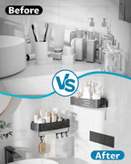 Onemake Suction Cup Shower Caddy, No Drilling Bathroom Organizer Shelf, Strong Vacuum Suction Holds Up to 22 lbs, Removable Shower Shelf for Tile Glass, Kitchen & Bathroom Storage Basket - style: 1 Tier-Gray Square Caddy