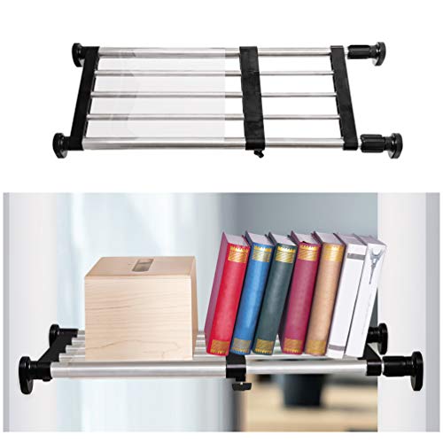 BAOYOUNI Adjustable Shelving Expandable Closet Shelves Tension Rod Clothes Hanger Storage Rack DIY Cabinet Wardrobe Kitchen Bathroom Divider Separator Organizer, Black, 2 Pack - color: Black, 2pcs (5-bar Telescopic), size: Recommended Use Length: (19.69-3