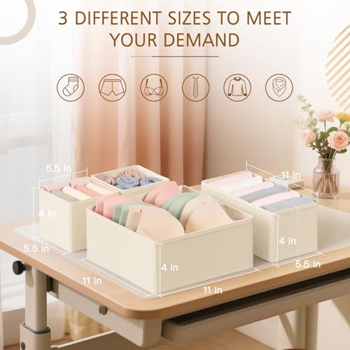 Criusia 15 Pack Drawer Organizer for Clothes, Foldable Dresser Dividers with 3 Sizes, Fabric Storage Bins – Beige - color: 15 PACK Beige