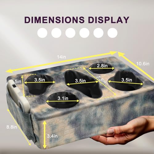 Couch Cup Holder Pillow, 5 Hole Couch Drink Holder! Keep Drinks Hand Side and Keep Temp, Prevent Spills and Use Anywhere. Cup Holder for Couch, Bed, Camping, RV, Car, Beach. Beige Gray - color: Beige Gray