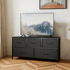 SHAWKEN Fabric Dresser with One-Piece Steel Frame,5 Drawer Dresser for Closet Organizer,Bedroom,Living Room,Hallway & Dorm Room(Black) - color: Black