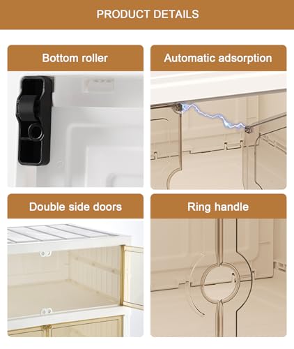 9 Tiers 18 Pairs Foldable Shoe Rack, Large Shoe Storage with Magnetic Clear Door, Easy Assembly and Freely Movable Shoes Organizer, Large Capacity Shoe Shelf for Living Room, Cloakroom, Entryway