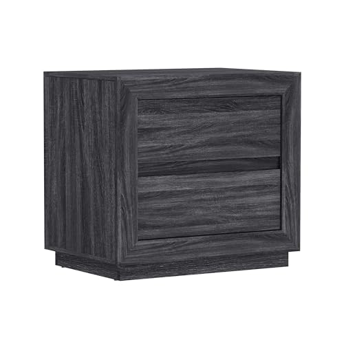Manhattan Comfort Soren 26" Contemporary Nightstand with 2 Drawers, Modern Wood Design Bedside Table, Handle-Less Storage Drawers, Compact & Functional, Charcoal Gray - color: Charcoal Gray