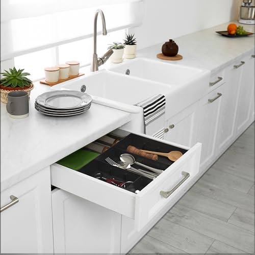 Simple Houseware Drawer Organizer Tray with 9 Adjustable Compartments, 2 Packs, Black - color: Black, size: 2 Pack