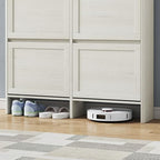 Shoe Storage Cabinet with 4 Flip Drawers, Freestanding Legs for Entryway, Slim Off White - size: 4 Flip Door