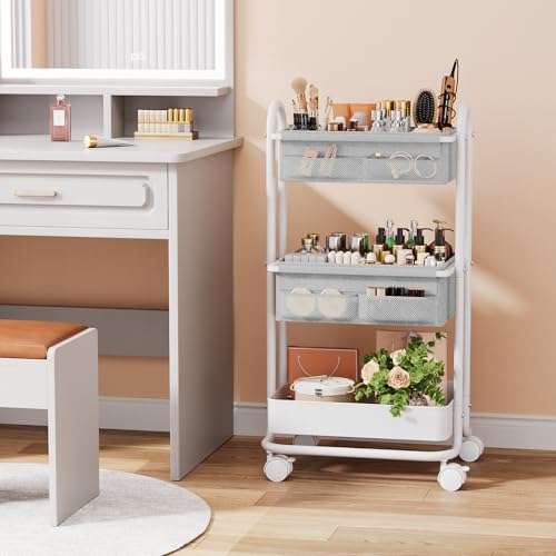 Modanais Baby Diaper Caddy Organizer Cart - 3 Tier Rolling Storage Cart with Wheels, Baby Essentials for Nursery Storage, Detachable Dividers - for Crib, Bedroom, Art & Craft Organizer (Light Gray) - color: Light Gray