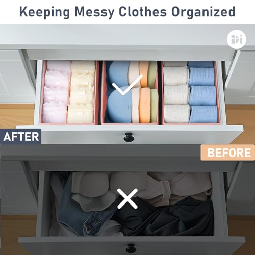 DIMJ Drawer Organizer - Clothes Storage Set of 3, Pink: Sock, Underwear, Bra, Tie, Belt Dividers - color: Pink, size: Set of 3