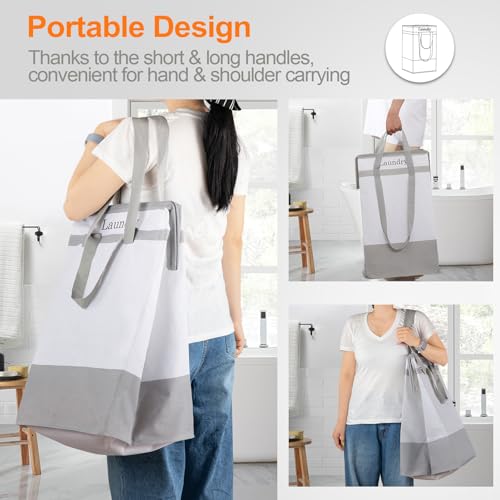 FairyHaus Laundry Basket 100L, 2Pack Laundry Hamper with Easy Carry Handles, Collapsible Laundry Baskets Hampers for Bathroom Clothes Storage Grey - color: Gray, size: 100L