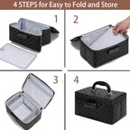 KaAutoler Portable makeup box with Lock, Large Capacity Travel Makeup Case Organizer, Makeup Bags for Girls Traveling With Handle and Divider Makeup Bag (Black) - color: Black