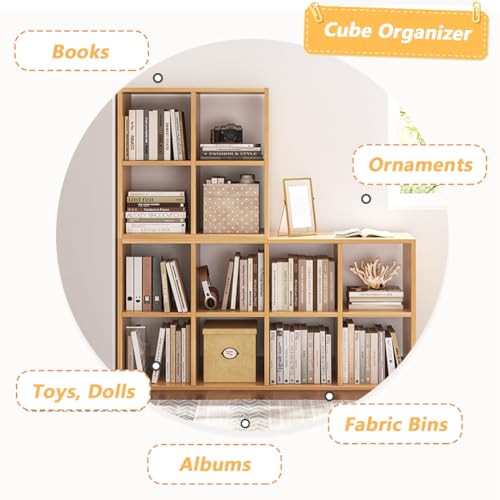NELYE 4 Cube Organizer Bookcase - Fabric Storage Bins Container, Open Shelf Simple Compartments Bookshelf, White - color: White, size: 4-Cube