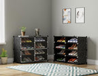HOMIDEC Shoe Rack, 4 Tier Shoe Storage Cabinet 16 Pair Plastic Shoe Shelves Organizer for Closet Hallway Bedroom Entryway Black - color: Black, style: 2 by 4