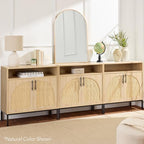 Best Choice Products Rattan Sideboard Buffet Cabinet, Entryway Table, Accent Storage Cabinet, Console Table for Hallway, Living Room, Dining Room - Black - color: Arched Rattan, Black