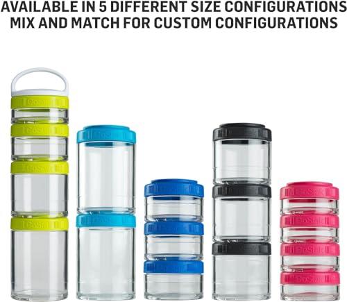 BlenderBottle GoStak Twist n' Lock Storage Jars, 4-Piece Starter Pak, Black (Pack of 12) - color: Black, size: 4-Piece Starter Pack (Pack of 12)