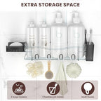 REINHARDT Shower Caddy Hanging, Rustproof Bathroom Caddy Anti-Swing Shower Organizer No Drilling Bath Racks with Soap Holder Multi Hooks Bathroom Storage for Shampoo Sponge, Grey - color: Grey