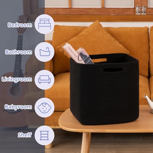 OIAHOMY Storage Cubes, 13 Inch Cube Storage Organizer, Collapsible Storage Bins, Baskets for Organizing, Storage Bins for Shelves-Black, 2-PACK - color: Black, size: 2Pcs-13*13*13inch