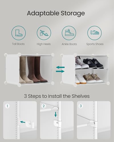 SONGMICS Shoe Rack Organizer, 8-Tier Shoe Storage Cabinet for Closet and Entryway, Holds 32 Pairs of Shoes, Adjustable, Cloud White ULPC034W03 - color: Cloud White, size: 8 Cubes
