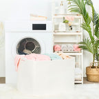 MINTWOOD Design 112L Extra Large Blanket Basket Holder Living Room, 25"x17"x16" Rectangle Rope Woven Storage Basket with Handles for Laundry, Towels, Shoes, Dog Toy Organizer Bin Box, Creamy White - color: Creamy White