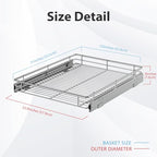 ZOINLIY Pull Out Cabinet Organizer, Versatile Slide Out Kitchen Organizers and Storage,Heavy Duty Drawer Cupboard Storage Basket, Smooth Sliding, Chrome Finish,22.8" W x 21" D - size: 22.8”W x 21”D (Outside Dimensions)