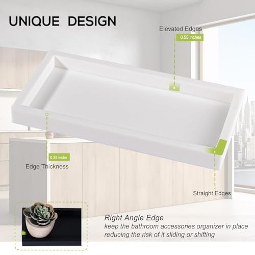 Bathroom Tray, Small Vanity Tray Silicone Soap Dish Sponge Holder Kitchen Sink Organizer Bathroom Accessories for Countertop, Toilet, Shower, 2 Pack, White - color: White, size: 2-Pack (7.9" x 4.0")
