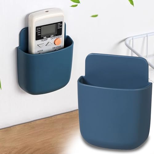 1Pcs Wall-Mounted Storage Box Space-Saving Wall Organizer for Phone Remote Small Items Creative Hanging Storage Easy Install No Electricity Needed(Blue) - color: 1Blue