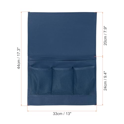 PATIKIL 2pcs Bedside Caddy, Bed Caddy Bedside Organizer Bed Hanging Caddy 4 Pockets Bed Pockets Bedside Storage Hanging Storage Bag for Remote Control Bedroom Phones Glasses, Blue - color: Blue