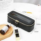 Aveniee Clear Makeup Brush Bag,Slim Cosmetic Brush Holder,Small Toiletry Bag Mini Travel Case for Women,Thin Make up Bags with Dual Zipper,Cute Travel Essentials Organizer,Black - color: Black, style: Slim Elegance