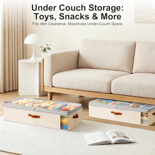 Under Bed Storage Bins - 98L Height-adjustable Under Bed Storage Containers, Compression Blanket Storage Comforter Storage Sweater Storage, Clothes Storage Bins With Clear Window, 3 Pack Beige - color: Beige, size: 3 Pack