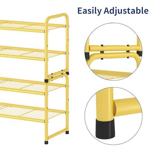 SUFAUY 2-Tier 33" Wide Shoe Rack, Closet Metal Wire, Stackable, Gold - color: Gold, size: 2 Tier