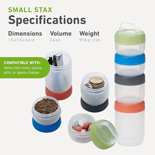 humangear STAX, Stackable Snack Containers - 4-Piece Leak-Proof Snack Travel System - FDA-Food Safe, BPA/PC/Phthalate-Free - Stackable & Click-Together Food Storage, Small - color: Spectrum, size: Small