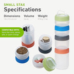 humangear STAX, Stackable Snack Containers - 4-Piece Leak-Proof Snack Travel System - FDA-Food Safe, BPA/PC/Phthalate-Free - Stackable & Click-Together Food Storage, Small - color: Spectrum, size: Small