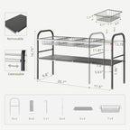 NETEL Under Sink Organizers and Storage, 2 Tier Expandable Under Cabinet Organizer Shelf with 4 Baskets and 4 Panels, Expandable Shelf for Cupboard, Kitchen, Bathroom, Shoe Storage Rack - size: 4 Panels and 4 Baskets