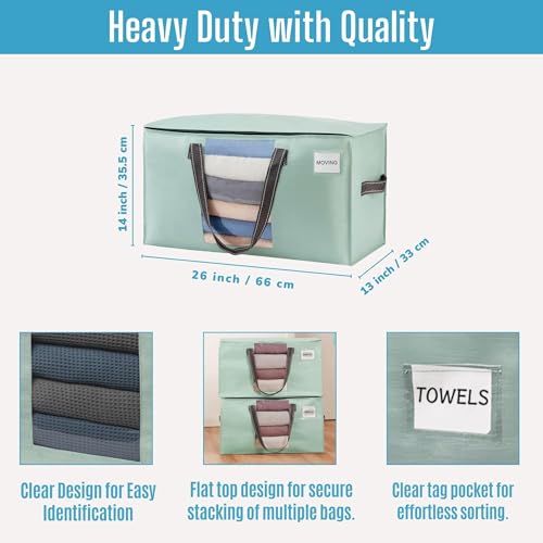 VENO 2 Pack Heavy Duty Moving Bags, Clothes and Comforter Storage Bags with Clear Window, College Dorm Essentials Packing Supplies, Foldable Boxes Alternative (Light Green Matte, 2 Pack) - color: Light Green Matte, size: 2 Pack