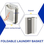 Collapsible Laundry Basket, Wall Mounted Hamper with Handle, Space-Saving Foldable Storage Dirty Washer Organizer, Hanging Multi-function Container for Home, Dorms, RVs, 11 x 6.3 x 11.4 Inch