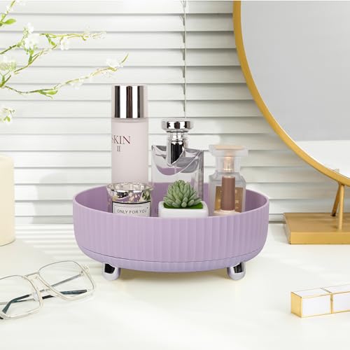 Anyoifax Makeup Perfume Organizer Tray 360 Degree Rotating Lazy Susan Skincare Lotion Organizer Spinning Cosmetics Storage for Dresser, Vanity, Bathroom Countertop, Small Purple - color: Purple, size: 9 "