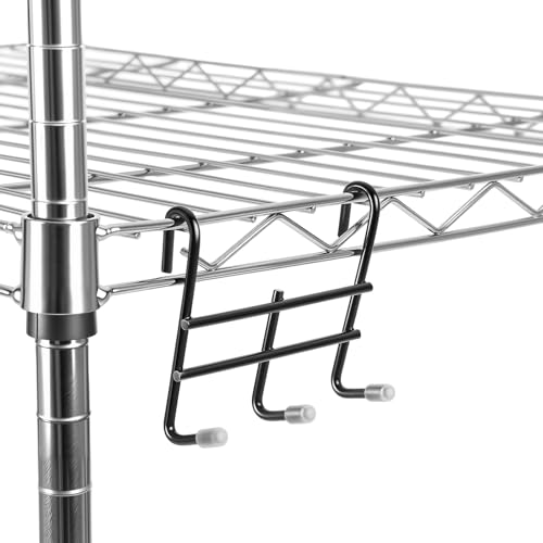 Teenyyou 6 Pack 3 Hook Attachment for Wire Shelving 3.75" l x 1.625" d x 3.25" h Wire Shelving Hooks Accessories Steel Hanging Rack Metal for Storage Organizer(Black) - color: Black